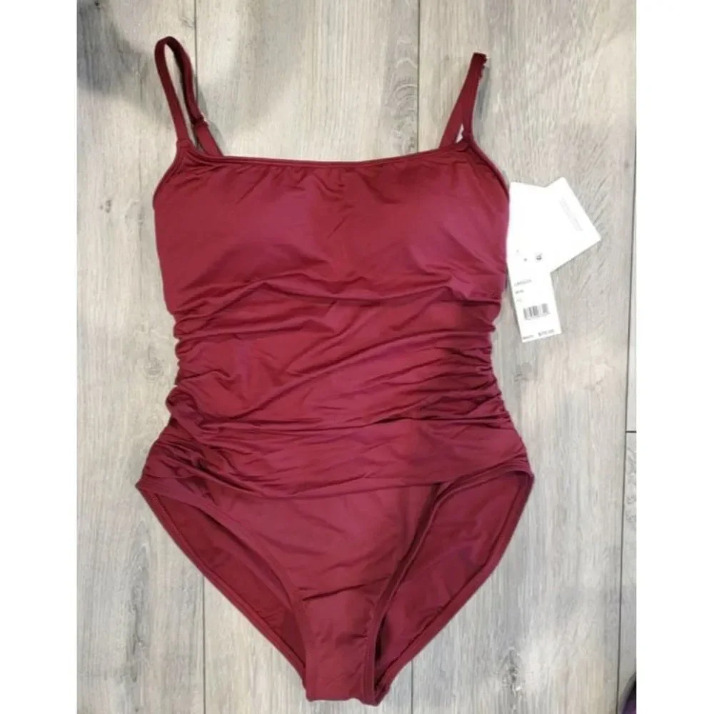 La Blanca Island Goddess Mallot Wine one piece women's swimsuit size 10